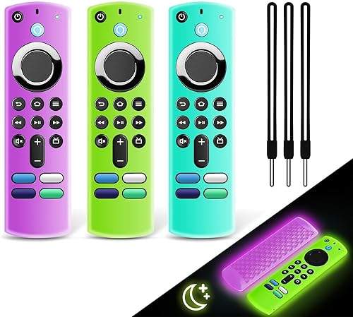 Vista 13 de Paquete de 3 fundas para control remoto Fire Stick, que brilla en la oscuridad, para Fire TV Stick 4K/Alexa Voice Remote 3ª generación, funda Azul