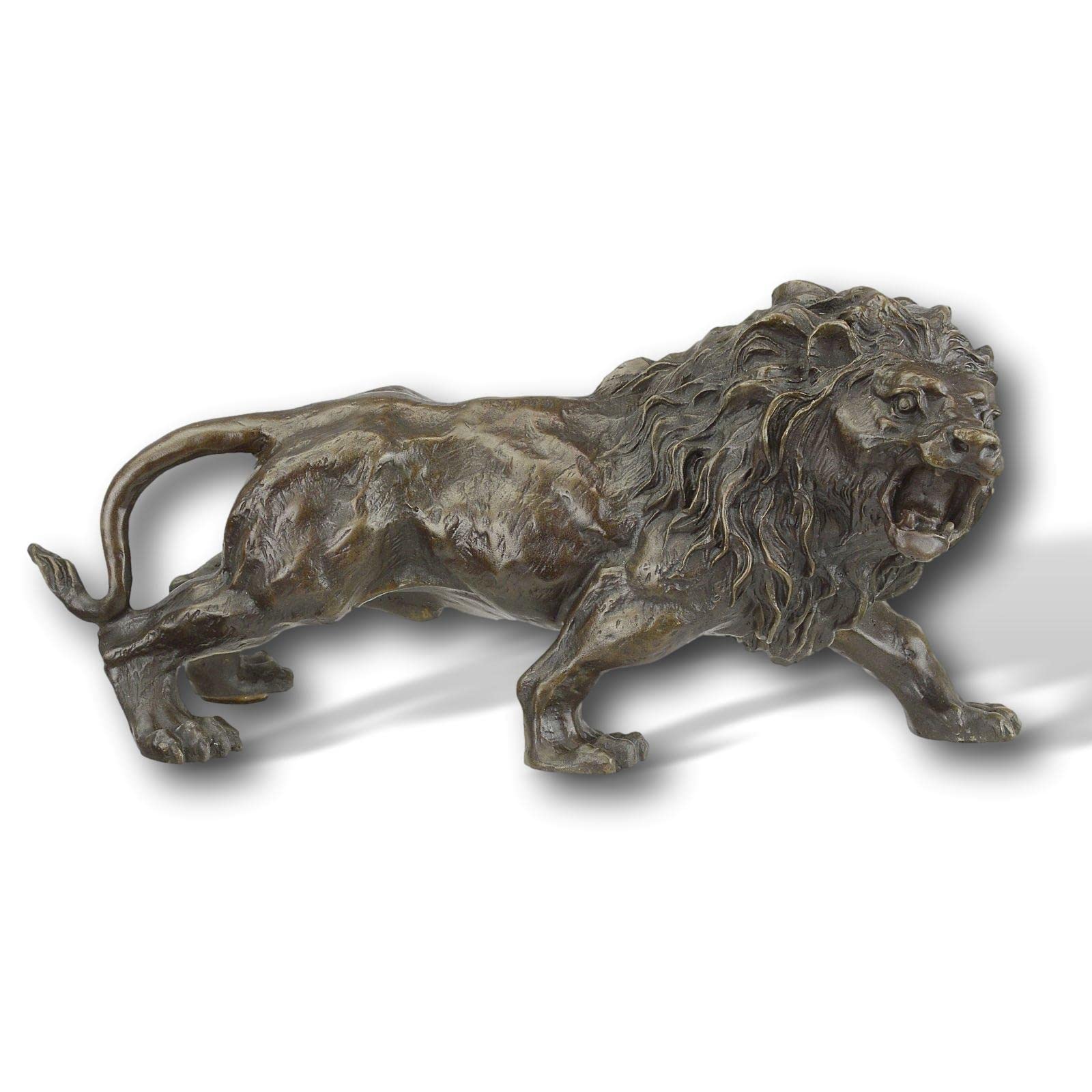 Figura de Bronce león Gato Grande Animal Escultura Figura Estilo Antiguo 32cm