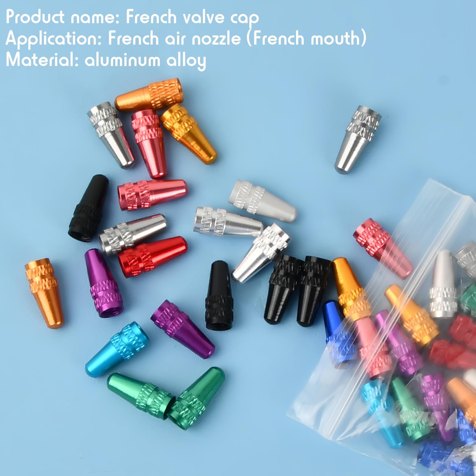 40 Capuchons Valve Presta Aluminium Anodisé - 10 Couleurs - Design Fusée - Anti-Poussière - Vélo