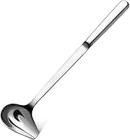 Vista 5 de New Star Foodservice Cuchara de servir con muescas con mango hueco (plata, cucharón de sopa de salsa de 1 oz (12.5 pulgadas)