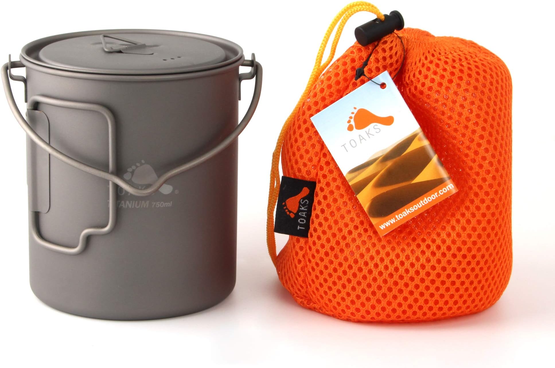 TOAKS Titanium 750ml Pot with Bail Handle for Ultralight Camping, Backpacking Cookware and Mug