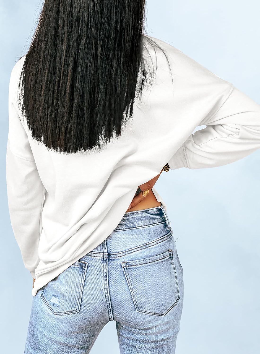 Dokotoo Women's Casual Crew Neck Sweatshirt Loose Soft Long Sleeve Pullover Tops - Image 3