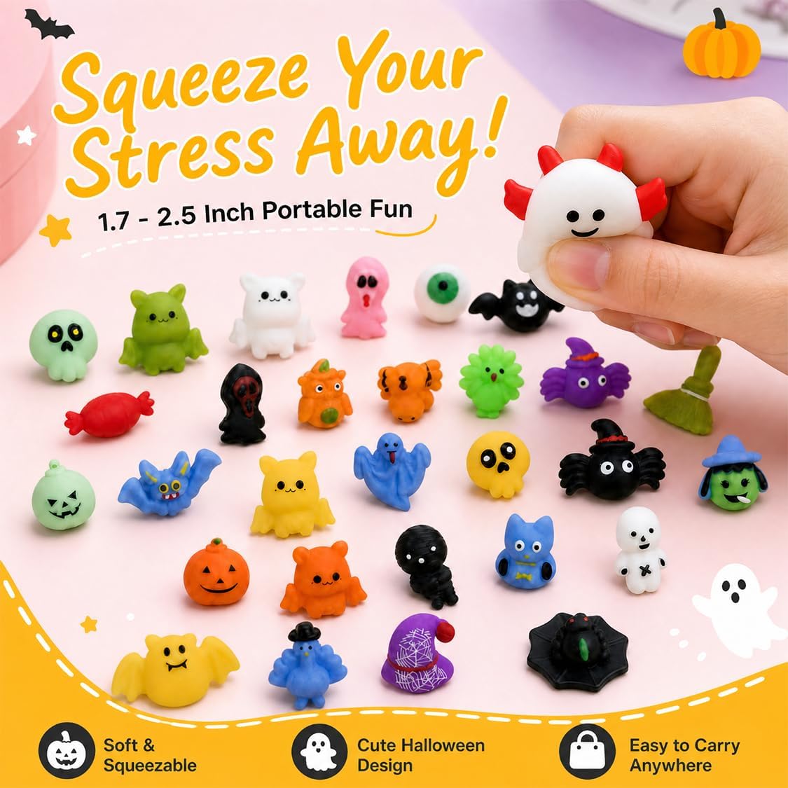 30 Pcs Halloween Mochi Squishy Toys