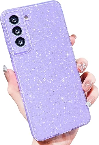 MINSCOSE Funda compatible con Samsung Galaxy S21 5G, bonito color neón brillante, con purpurina, delgada, delgada, a prueba de golpes, de silicona,