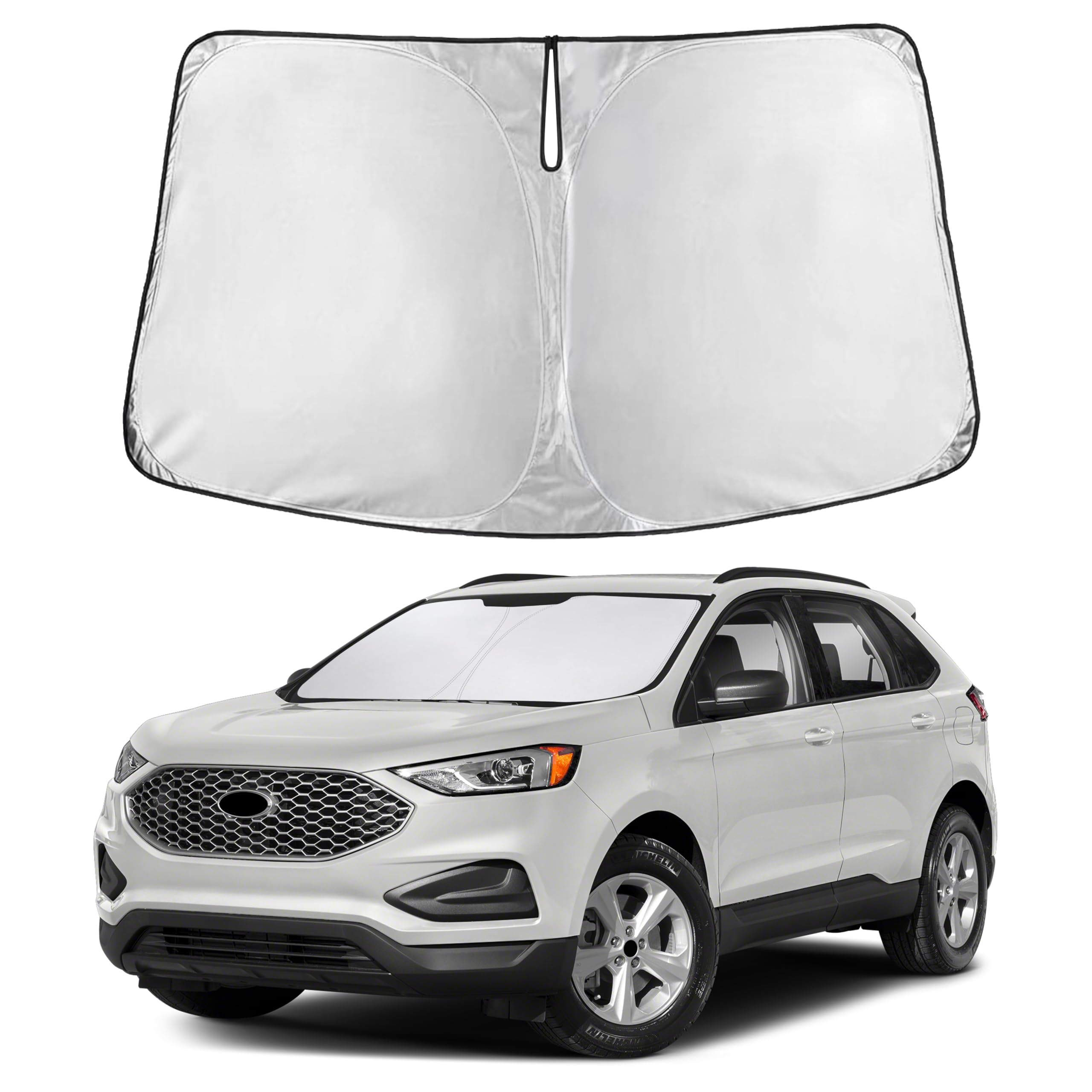Autovir Windshield Sun Shade Fit for 2015-2022 2023 2024 Ford Edge Sunshade, Front Car Window Shades Sun Visor, Blocks UV Rays & Heat, Car Accessories