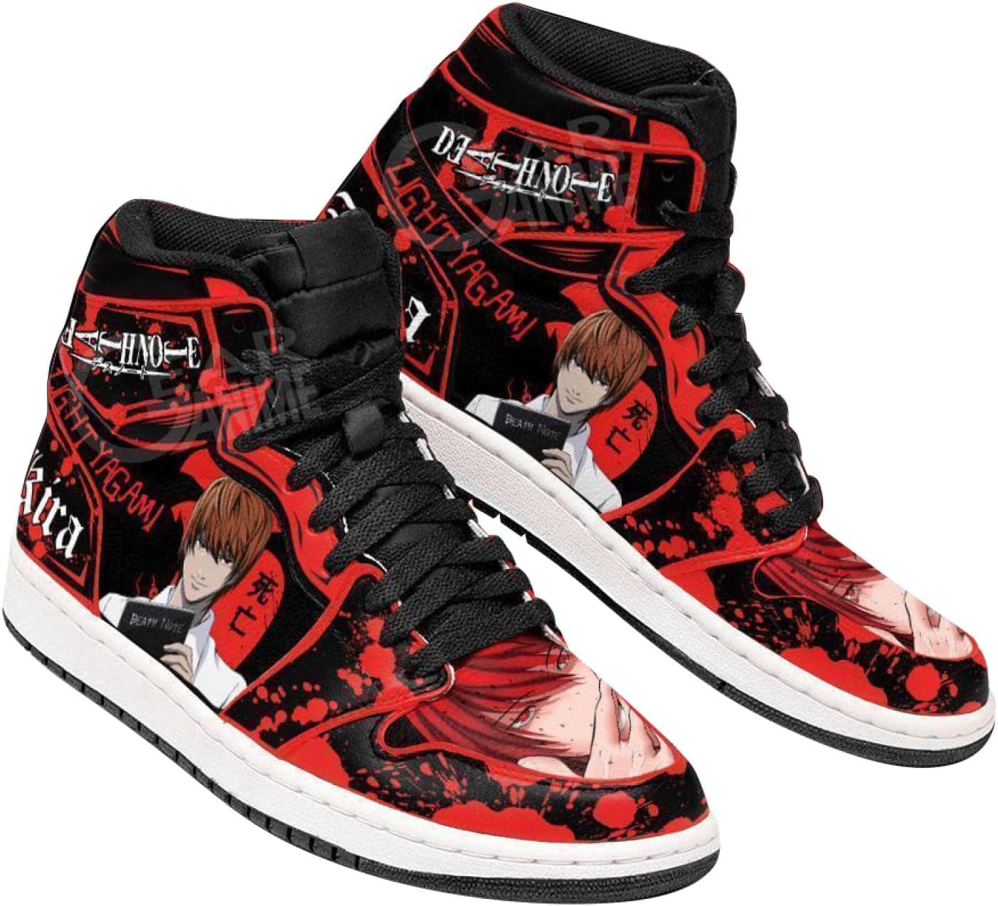 Death Note Light Yagami Men's and Women's Shoes Fashion Cool Animation Printing Custom high top Breathable Basketball Shoes Animation lace up Art Outdoor Running Shoes