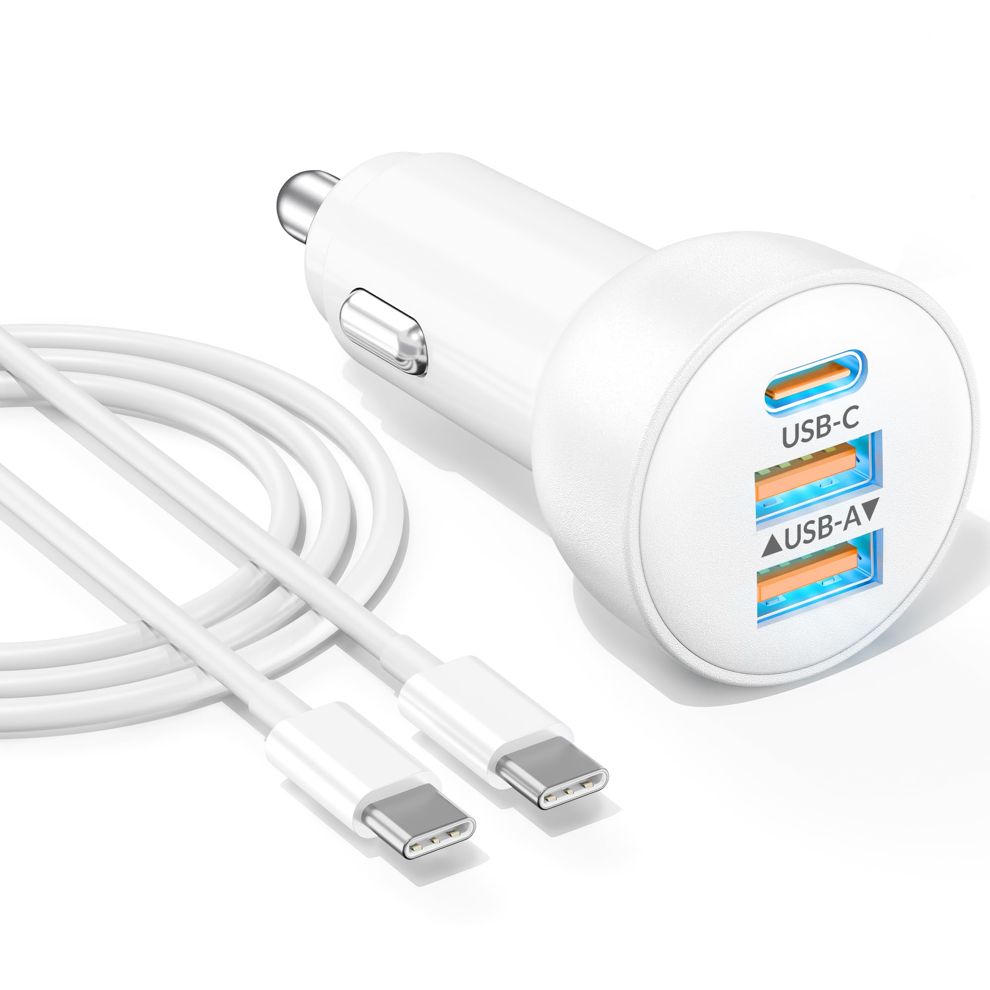 for iPhone 17 16 15 Car Charger Fast Charging, 70W 3-Port USB C Car Charger Cigarette Lighter Adapter with 3FT Type C to C Cable for iPhone 17/17 Pro/17 Pro Max/Air/16/16 Pro Max/15/15 Pro/Plus, iPad