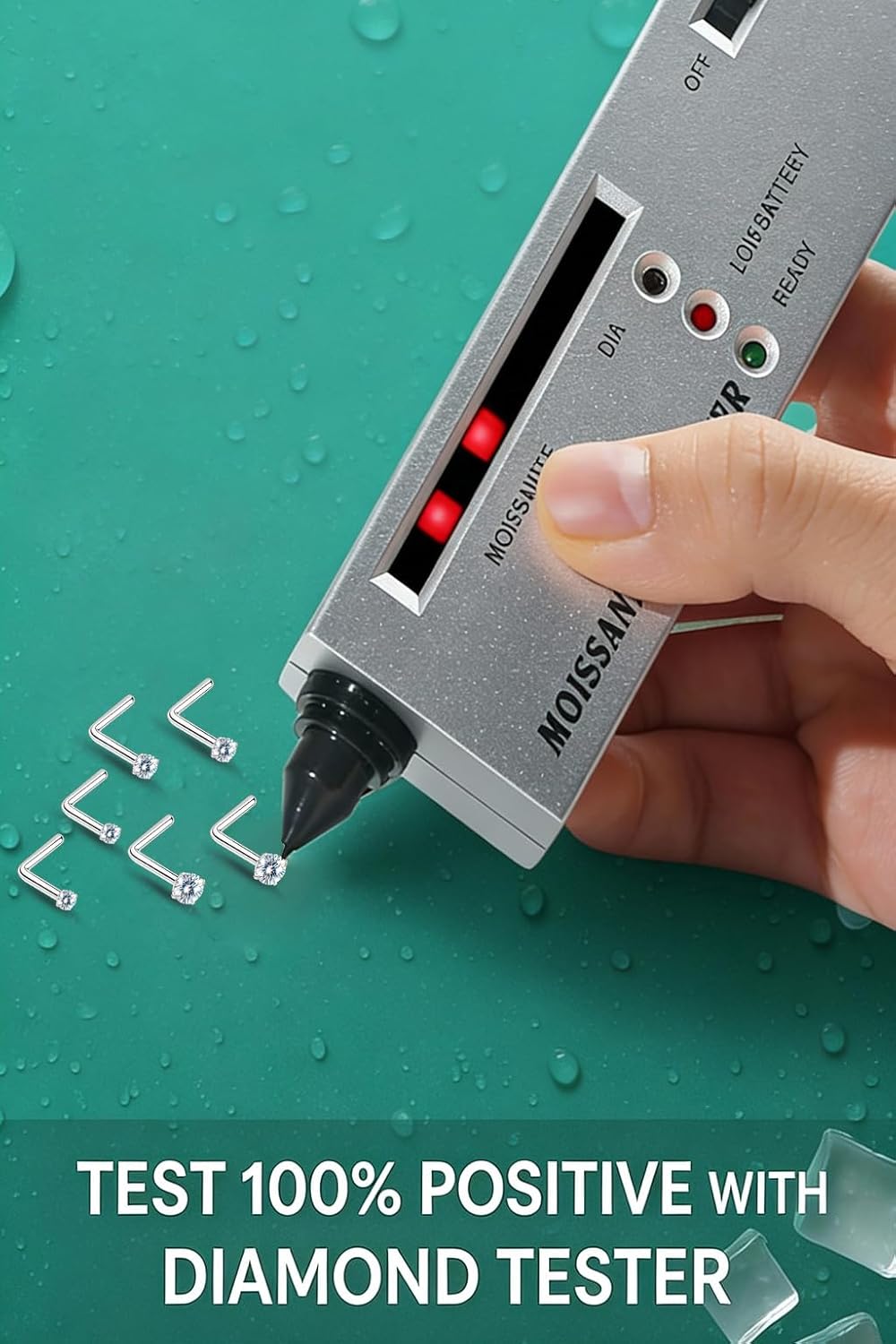 VOJO 6-Piece Moissanite Diamond Titanium Nose Studs for Women & Men, Hypoallergenic 20G L Shaped Screw Nose Rings,Surgical Grade Piercing Jewelry Set - Image 3