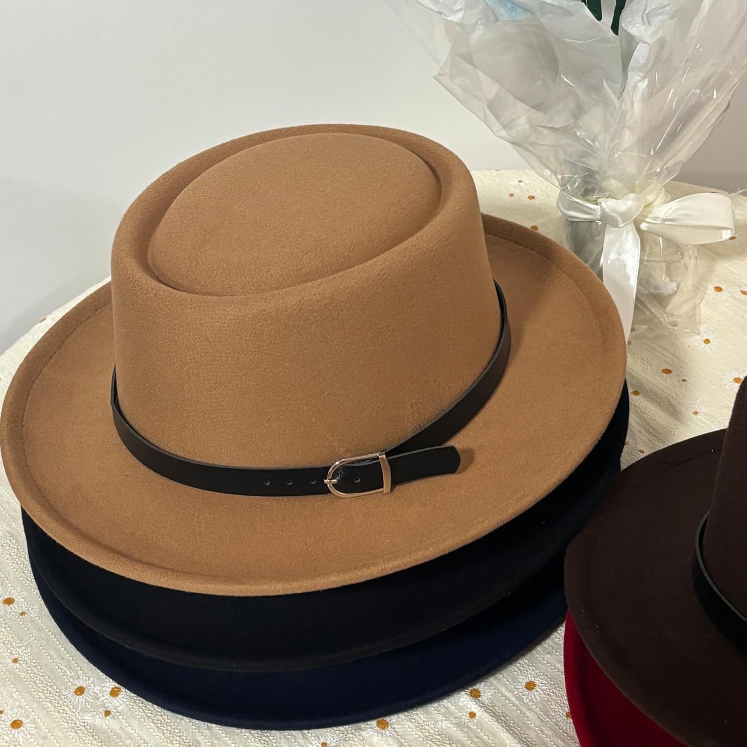 Pork Pie Hat Flat Top Fedora, Vintage Panama Classical Jazz Party Hats, Outdoor Travel Street Cap Sun Caps - Image 2