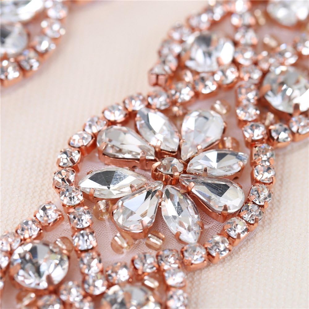 2 PCS Bridal Wedding Applique Silver Crystals Rhinestones Beaded for Women Gown Evening Prom Clothes,2pcs