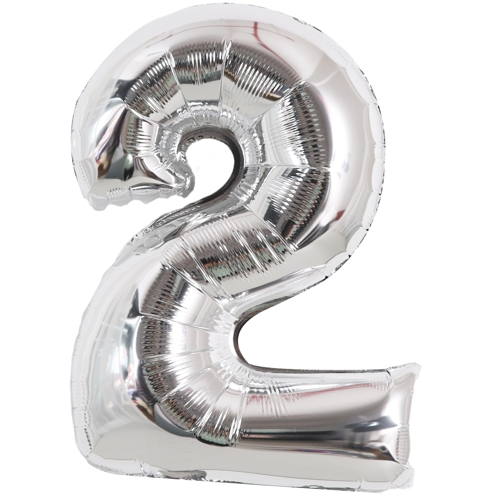 TONIFUL 16 Inch Silver Number 2 Balloon for 2nd Birthday Party Decorations