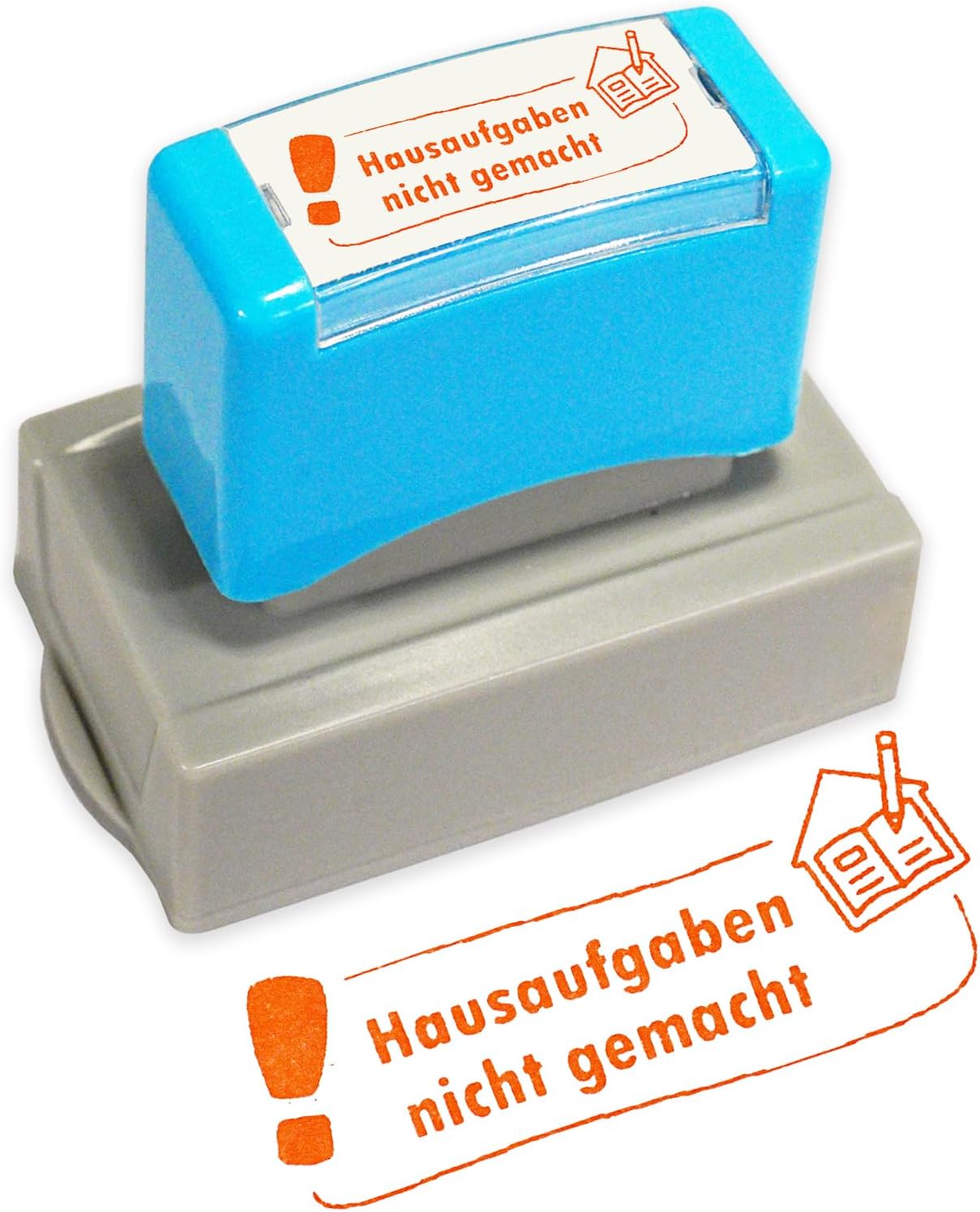 Teacher Stamp Self-Inking - Single Stamp for Forgotten Homework - Correction Stamp for Teachers - Practical Office Stamp for School & Homeschooling (26 x 51 mm)