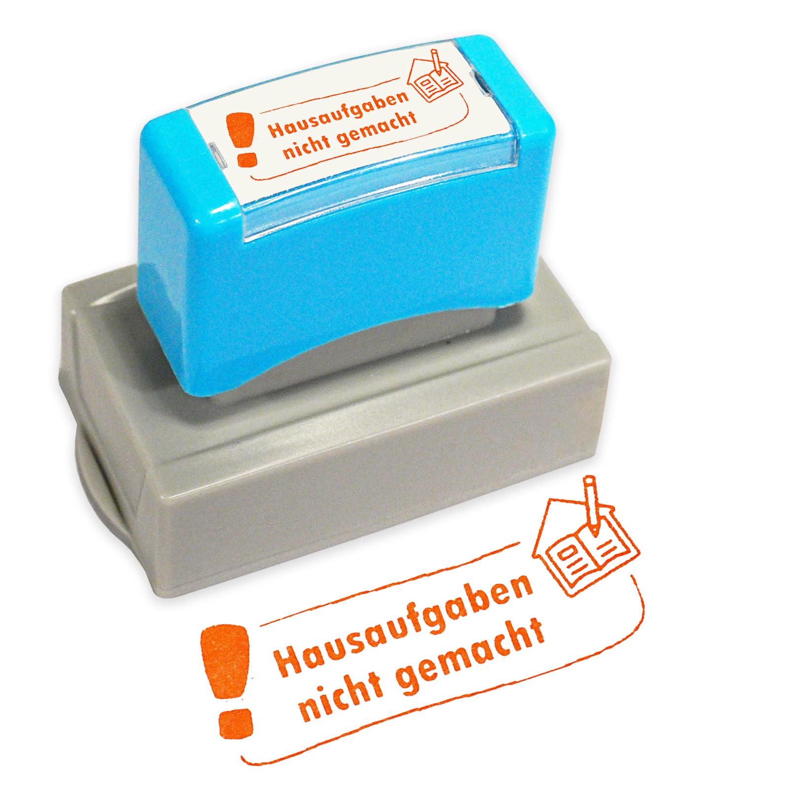 Teacher Stamp Self-Inking - Single Stamp for Forgotten Homework - Correction Stamp for Teachers - Practical Office Stamp for School & Homeschooling (26 x 51 mm)