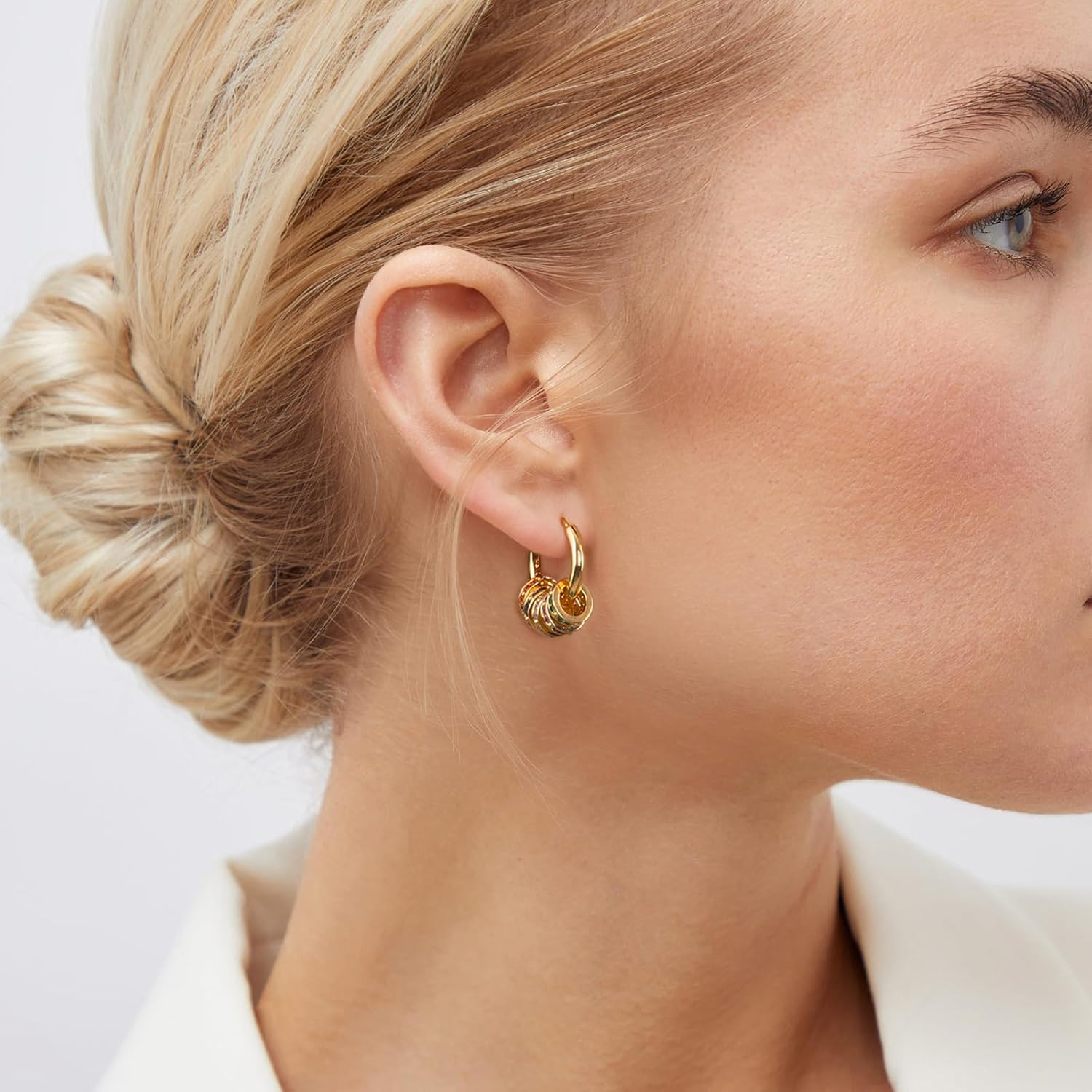 Milan Chiva 14K Gold Plated Small Huggie Dangle Earrings | Lightweight Trendy Heart Dainty Jewelry Hypoallergenic Chunky Gold Hoops Earrings Jewelry Valentine's Day Gift for Women - Image 3