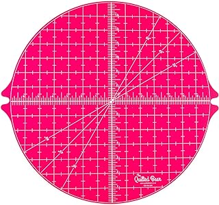 The Quilted Bear Rotating Cutting Mat - Circular 14" x 14" Self Healing 360° Rotating Craft Cutting Mat with Innovative Locking Mechanism for Quilting, Sewing, Dressmaking & Crafts (Pink)