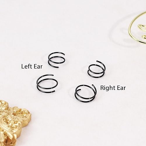 Miniatura 28 de 2 Pairs Double Hoop Earrings, Gold Cartilage Earrings for Women, Small Silver Helix Piercing Jewelry,Spiral Nose Ring Tiny Twist Earrings as Gift