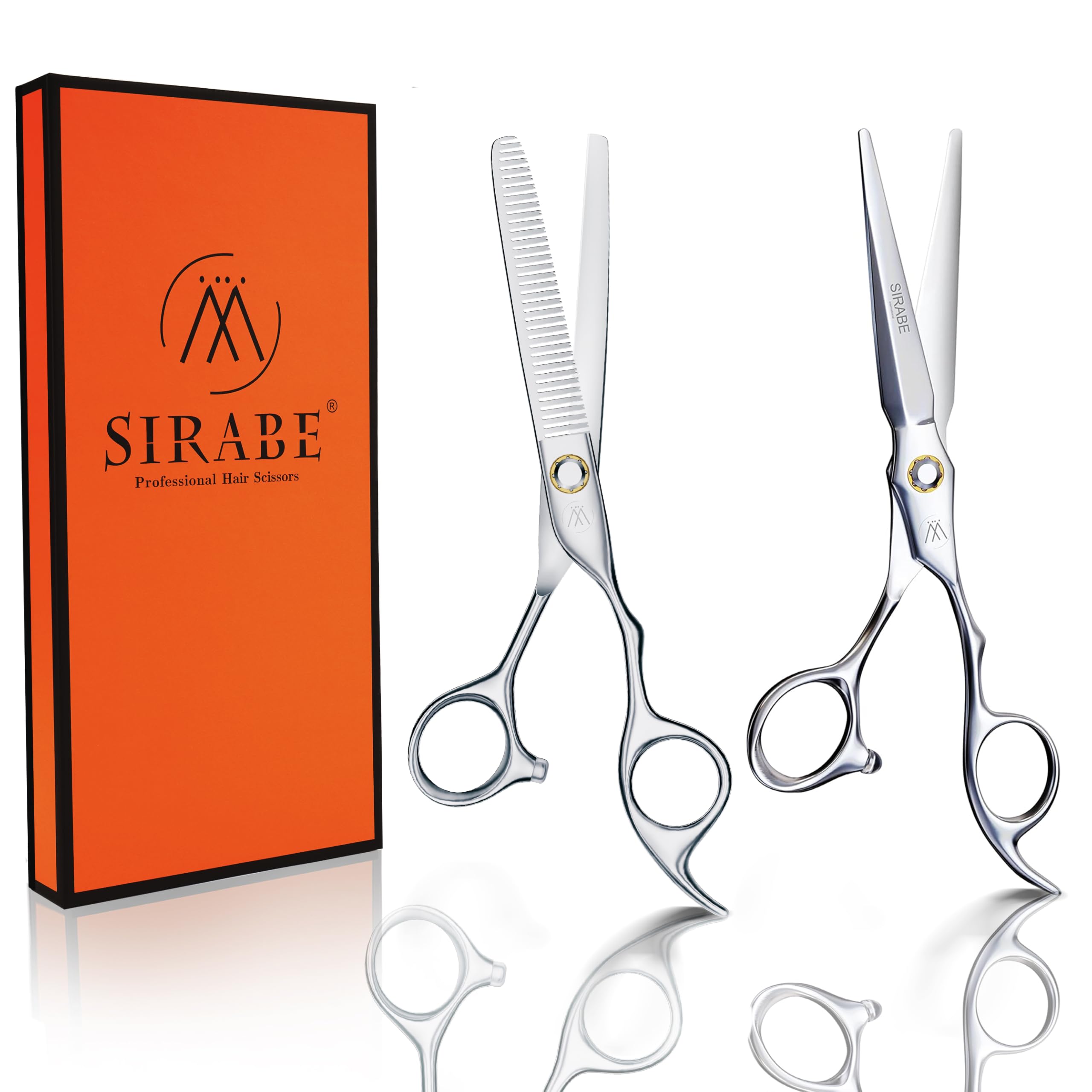 SirabeProfessional Hair Scissors Set, Right Hand Razor Edge Barber Shears for Men and Women, Japanese Stainless Steel for Home Salon Hairdressing