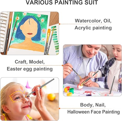 Miniatura 9 de Juego de pinceles de pintura, 20 pinceles negros y azules para pintura acrílica, pinceles de acuarela para niños, pincel de pintura de huevo de