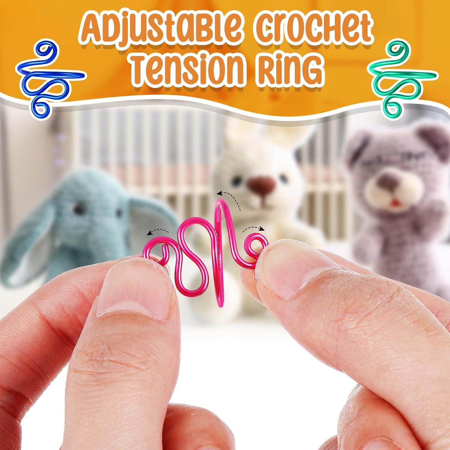 Hoolerry 4 Pcs Crochet Rings Adjustable Yarn Guide for Knitting