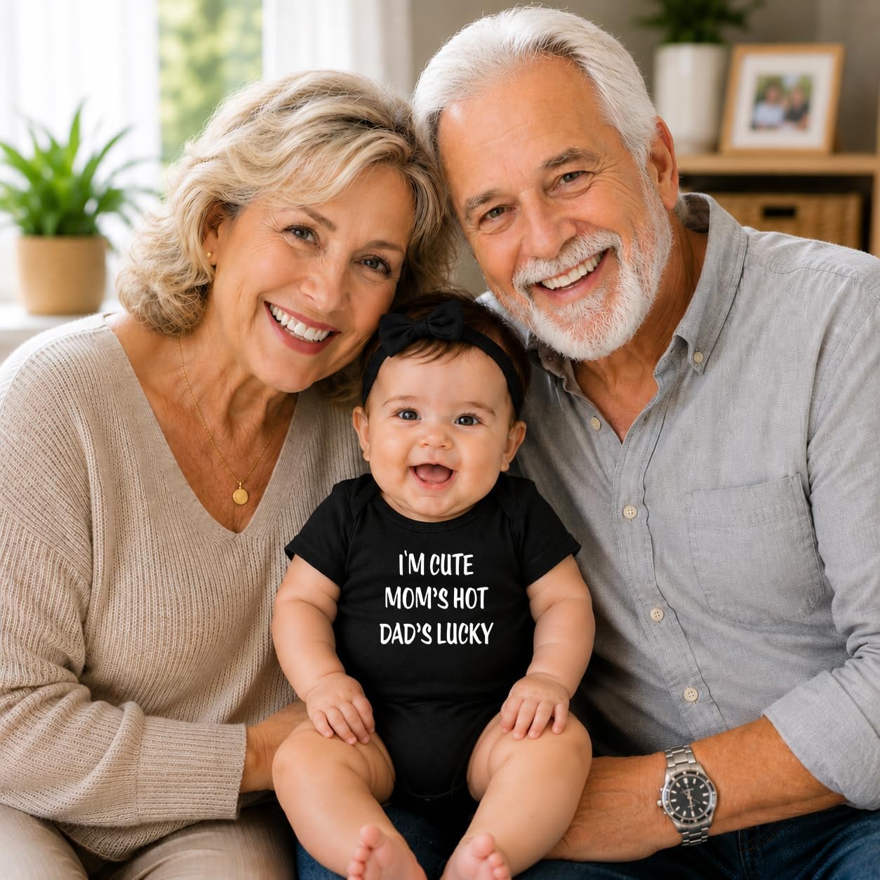 CBTwear I'm Cute Mom's Hot Dad's Lucky Funny Baby Bodysuit image 4