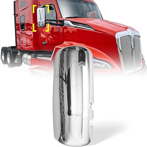 High Soar Cubierta cromada del espejo de la puerta para Kenworth T680, cubierta del espejo lateral del pasajero lado derecho ajuste Kenworth