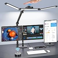 Vista 1 de Syrinx LED Desk Lamp, Architect Desk Lamps for Home Office with Gesture Switch & Remote Control, 24W Bright Desk Light with 50 Light Modes
