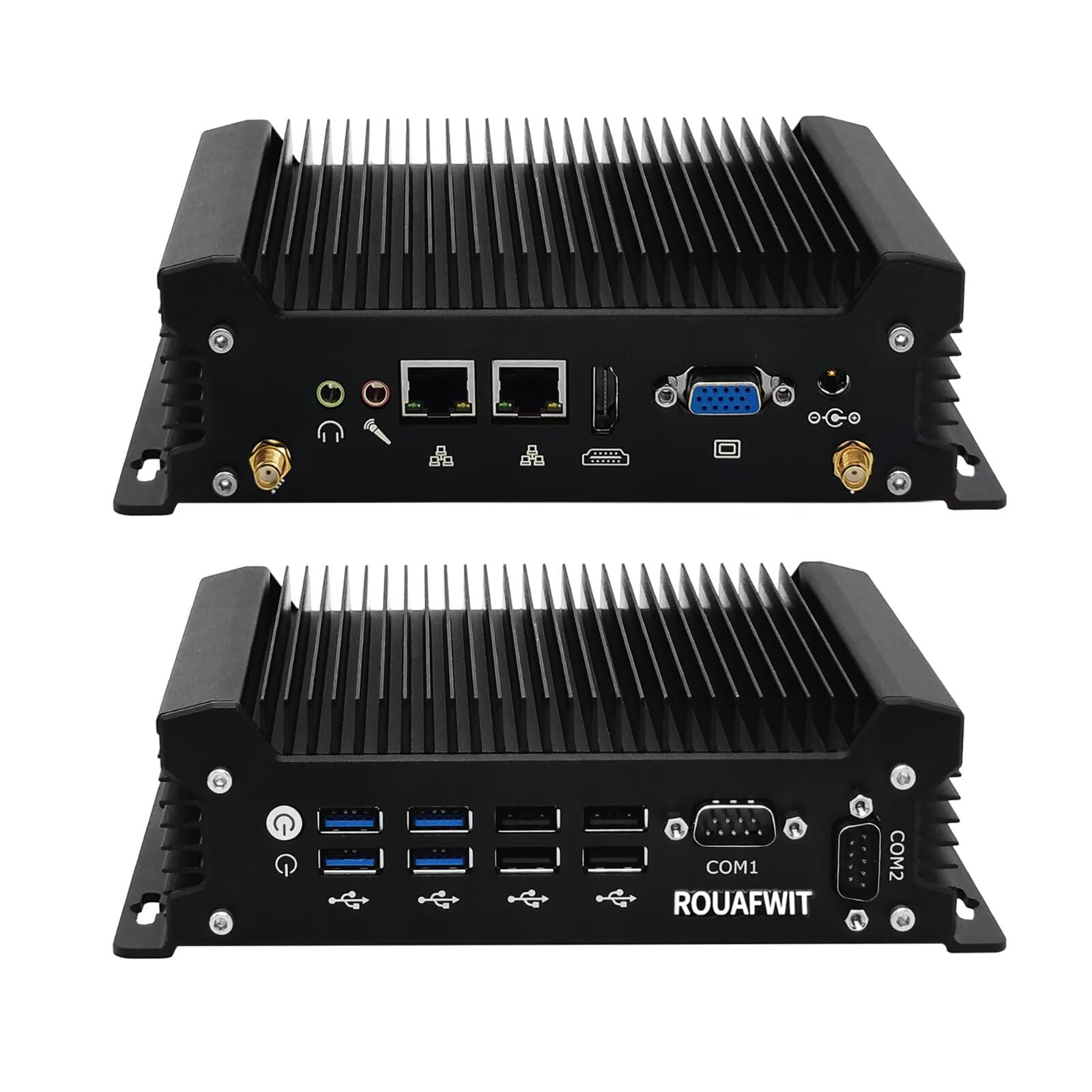 Mini PC i3 Fanless Industrial Computer Core i3-8130U Dual Lan, Win11 Pro Linux Mini Desktop PC, 8GB RAM 128GB SSD, 2RS232 COM, 4K HD, VGA, 4USB3.0, 4USB2.0, Auto Power On
