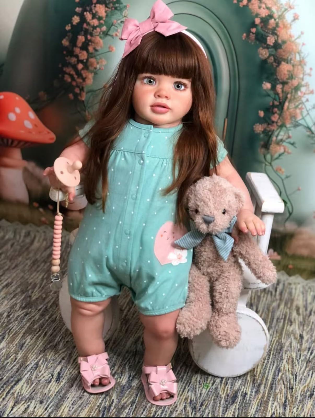 RXDOLL 26 Zoll(66cm) Extra Groß Reborn Babypuppe Mädchen, Realistische Kleinkindpuppe mit Stoffkörper, Lebensgroß Toddler Baby Mädchen, Lebensechte Babypuppen mit Blonden Lange Haare