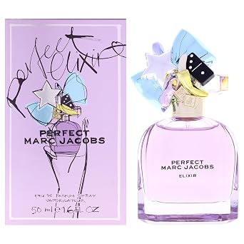 Marc Jacobs Perfect Elixir Eau de Parfum Ambery Floral Women's Perfume With Notes of Purple Rhubarb, Golden Amber Woods & Vanilla Bean Extract - Vegan Fragrance