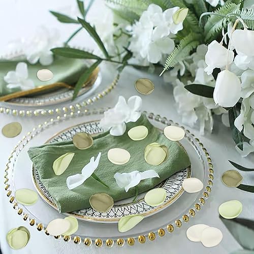 Miniatura 5 de Emivery 300 pétalos de flores verdes, pétalos de rosa de seda para pasillo de boda, pétalos de flores para niña de las flores, pétalos de rosa