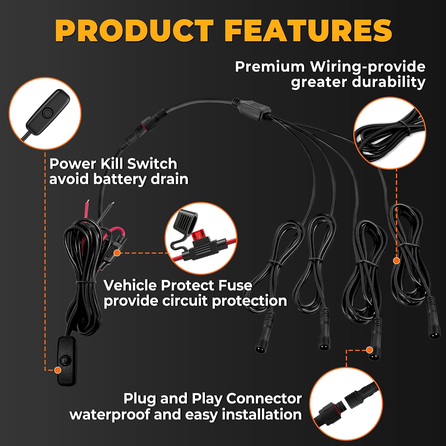 16 Pods Metal Rock Lights, 83 LEDs/Pod Super Bright White & Amber Underglow Kit, Waterproof Aluminum Housing with Switch Wiring Harness for Trucks Offroad SUV ATV UTV, Plug and Play(Patented)