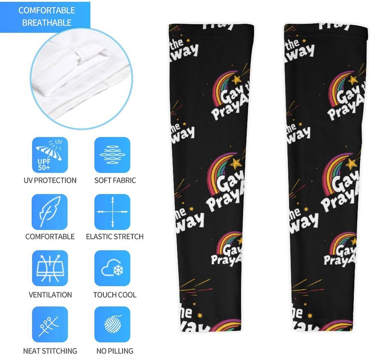 Gay The Pray Away Arm Sleeves Cooling Sun Protection Sports Compression for Golf Basketball