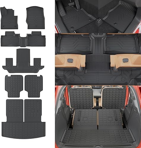 Rongtaod Alfombrillas para suelo de 6 asientos compatibles con Ford Explorer 2020-2025 2026 con asientos de capitán, alfombrilla para maletero,