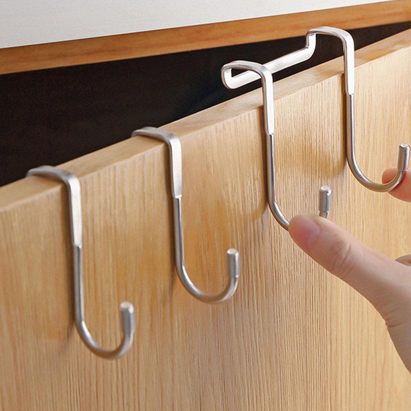Hinaa Door Hooks 2 Pack Over Door Hanger, Over Cabinet Hooks, Double S Hook For Towel Coat Jacket Robes Purse, Over The Hanger For Entryway Bathroom & Kitchen Cabinet Shower Glass Door, Towel Hooks