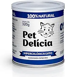 Pet Delícia Hipercalórica Gato 320g, Alimentação Natural para Gatos, Recuperação e Ganho de Peso