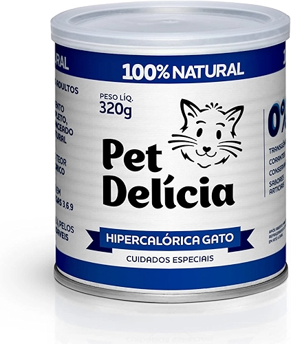 Pet Delícia Hipercalórica Gato 320g, Alimentação Natural para Gatos, Recuperação e Ganho de Peso
