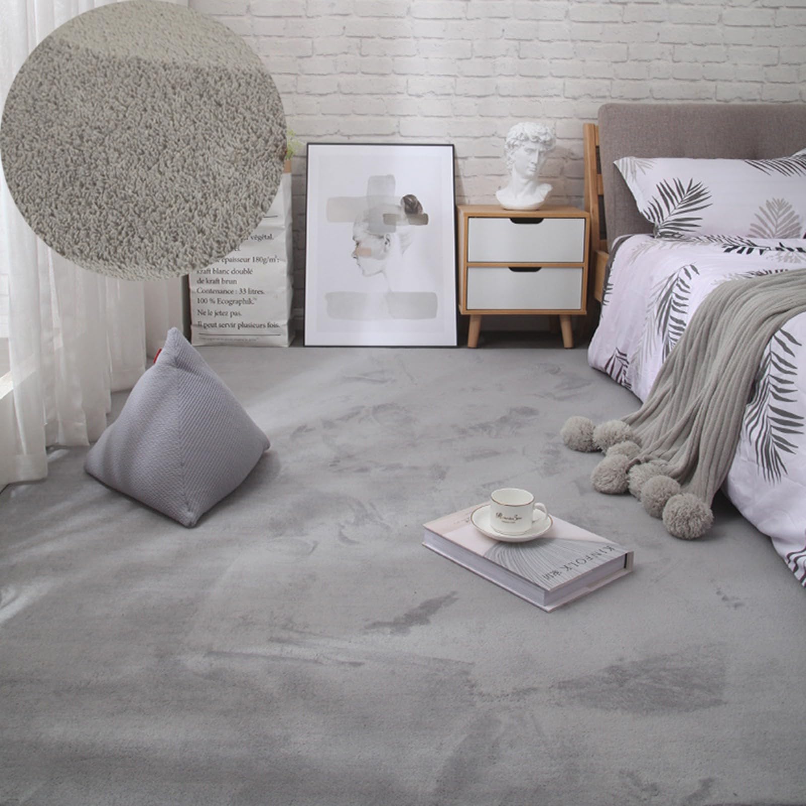 Tapis en peluche douce rectangulaire gris 160 x 200 cm pour salon