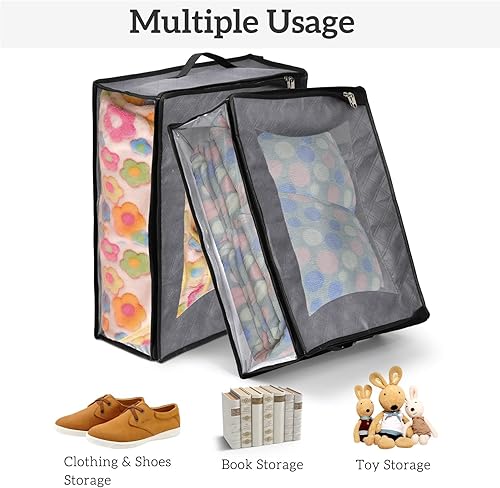 Miniatura 5 de AVLA Paquete de 4 sombreros de almacenamiento para gorras de béisbol, organizador de sombreros anchos no tejidos, bolsa de almacenamiento grande