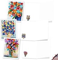 Vista 3 de The Best Card Company 20 Assorted Blank Notes Bulk Box Set 4 x 5.12 Inch with Envelopes (10 Designs, 2 Each) Bold Bouquets AM10345OCB-B2x10