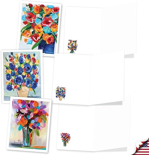 Miniatura 3 de The Best Card Company 20 Assorted Blank Notes Bulk Box Set 4 x 5.12 Inch with Envelopes (10 Designs, 2 Each) Bold Bouquets AM10345OCB-B2x10