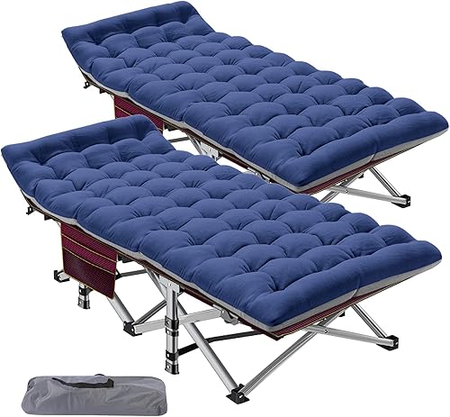 Miniatura 107 de ABORON Cuna de campamento para adultos de 28 pulgadas extra ancha, 2 unidades, catre Oxford 1200D resistente para dormir, cama de campamento