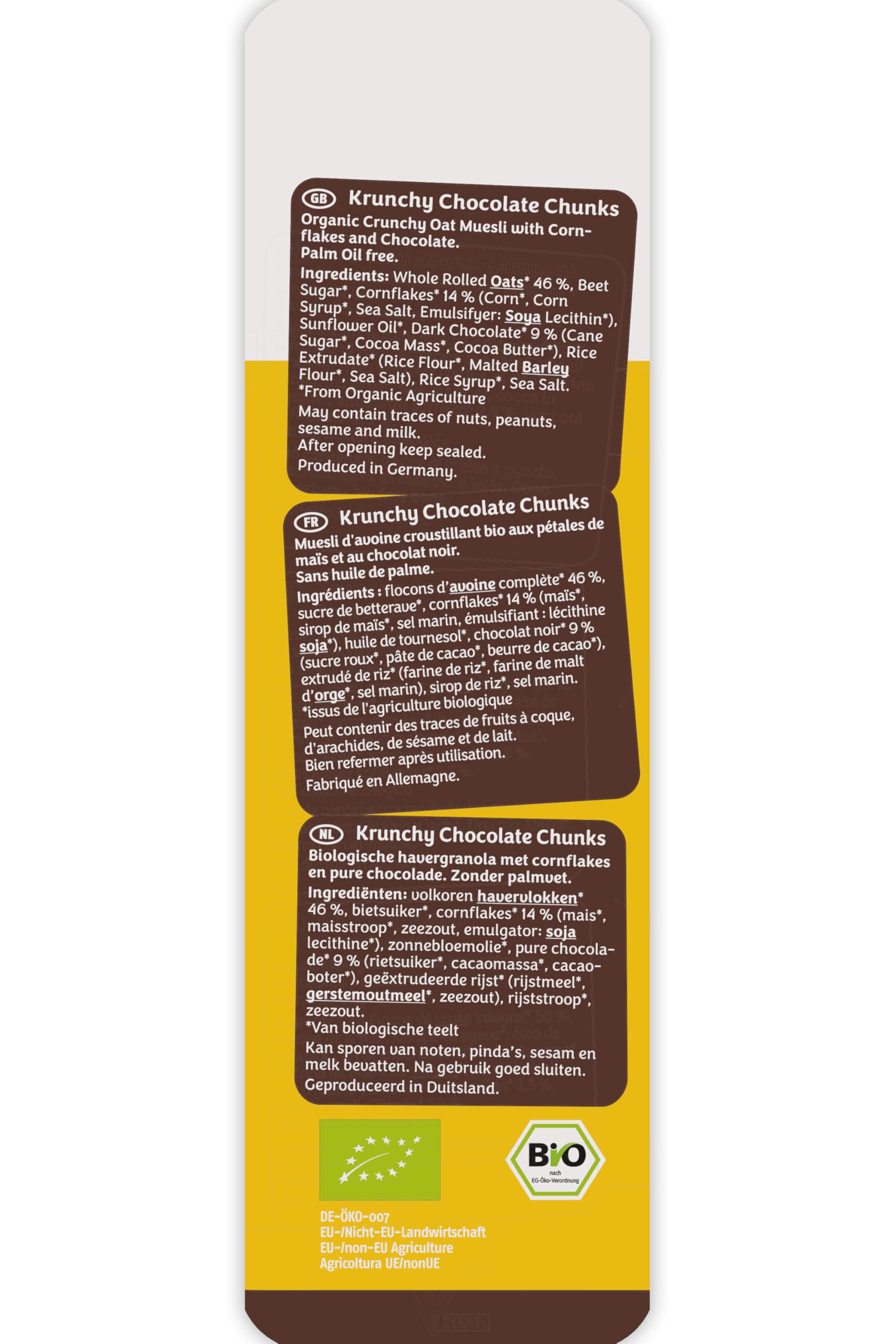 Barnhouse Krunchy & Friends Chocolate Chunks, Bio Hafer-Knuspermüsli aus Bayern, mit köstlichen Schoko-Stückchen, 5 x 1250 g