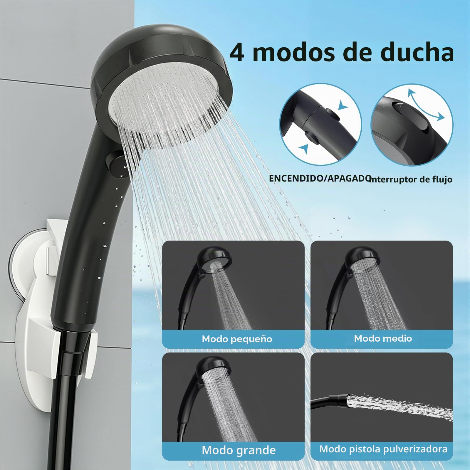 Ducha Portatil Camping,Pantalla Digital & 6000mAh Recargable Ducha Camper,IPX7,4 Modos de Ducha,Manguera de 2M para Acampar, Hacer Caminatas,Duchas al Aire Libre, Lavaderos de Coches