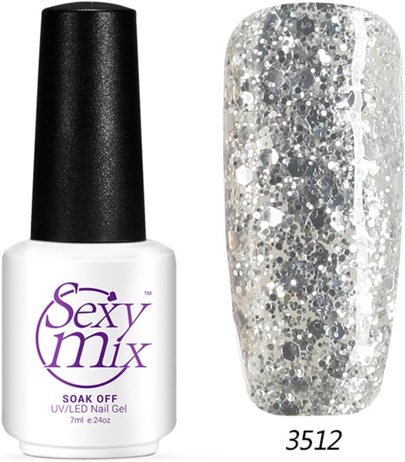 Sexy Mix Gel Nail Polish Diamond Glitter UV LED Soak Off Shiny Gel DIY Nail Art 7ml