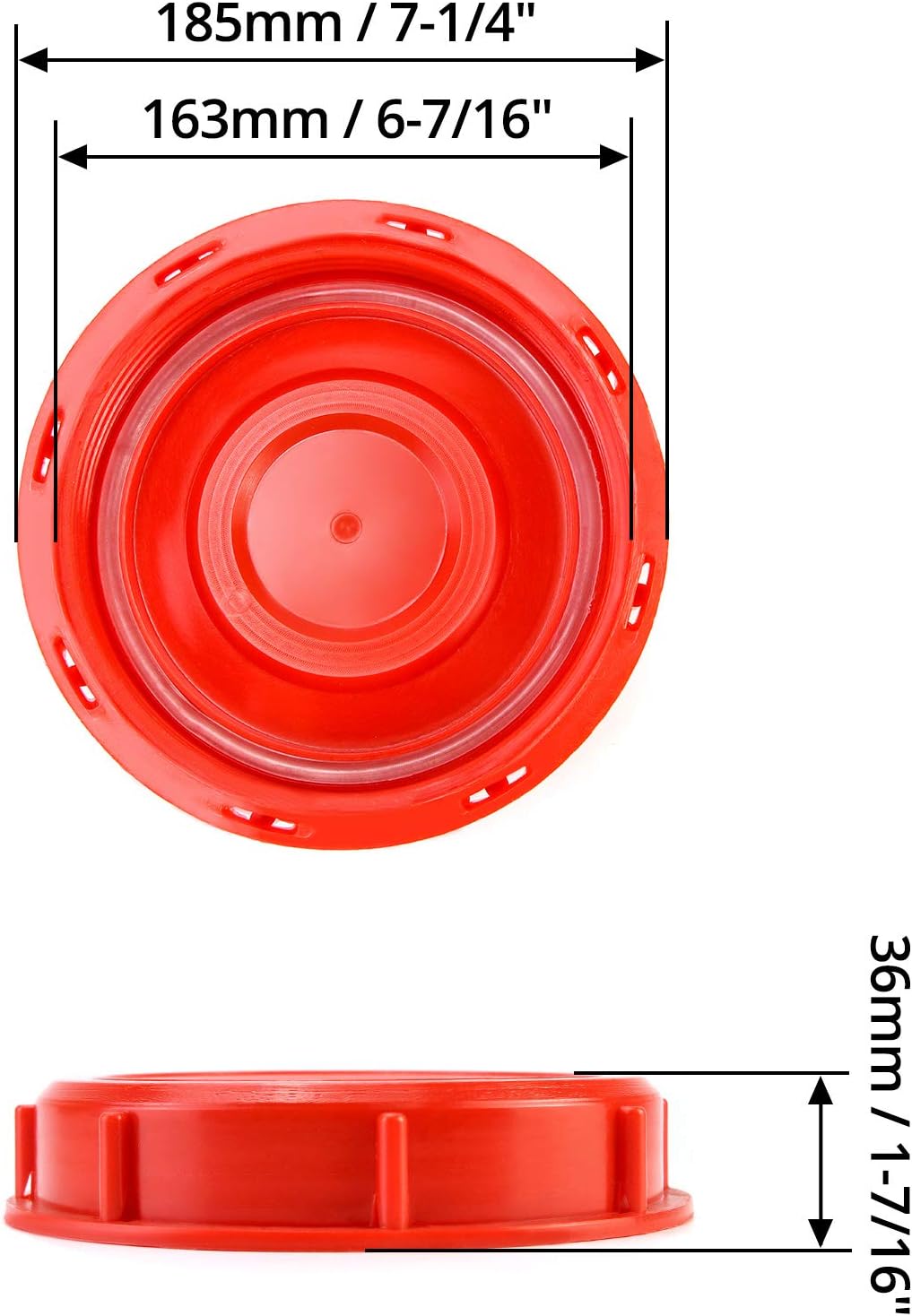 QWORK IBC Tote Lid Cover, 6.5" IBC Tank Water Liquid Tank Cap for Chemical, Food, Industries Storage, Red