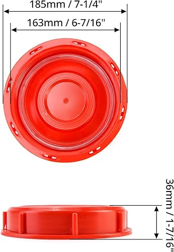 Miniatura 48 de QWORK IBC - Tapa de mano, paquete de 4 tapas de tanque de agua IBC de 6.5 pulgadas con orificio de ventilación para almacenamiento de productos Rojo