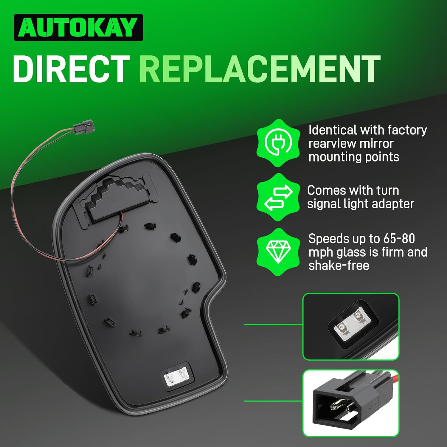 AUTOKAY Left Driver Side Mirror Glass with Heated & Turn Signal Fits for Chevy Silverado Avalanche Suburban Tahoe, GMC Sierra Yukon, Cadillac Escalade 2003-2006, Exterior Side Rearview Mirror