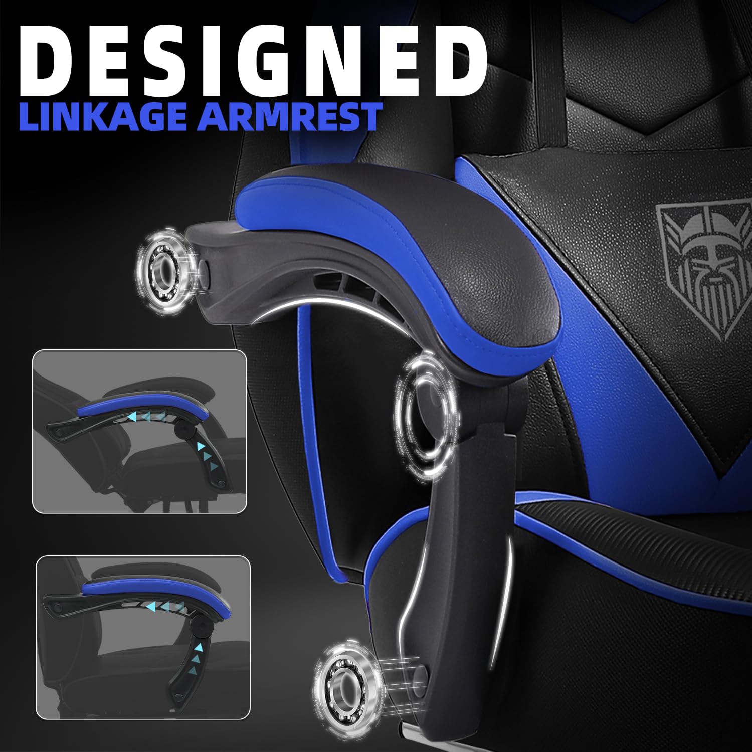 Vonesse Gaming Chair, High Back Gaming Chair with Footrest and Massage, Gaming Chairs for Adults with Pocket Spring Cushion, Big and Tall Reclining Computer Chair with Lumbar Support (): Blue/Black