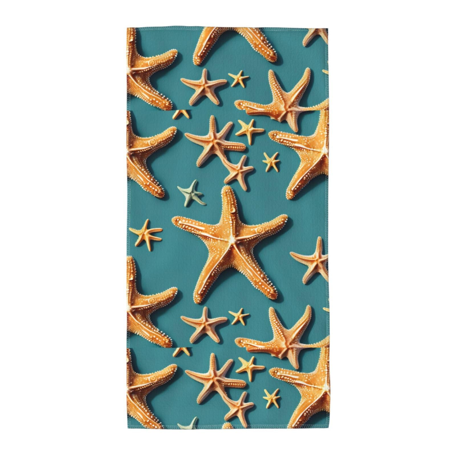 Oazcvbnn Unisex Black Beach Starfish Print Extra Long Beach Towel Soft Comfortable Quick-Dry Gym Hiking Picnics Swimming