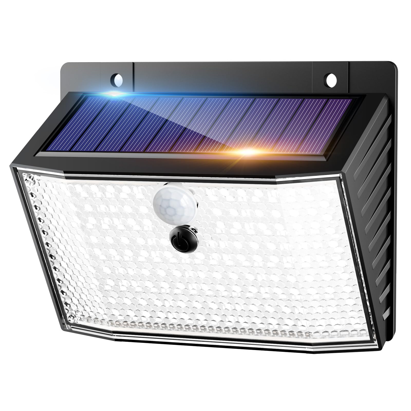 nipify Faretti Solari a Led da Esterno, Luce Solare Led Esterno con Sensore di Movimento 3 Modalità Lampada Solare da Esterno IP65 Impermeabile per Giardino Garage Patio Parete